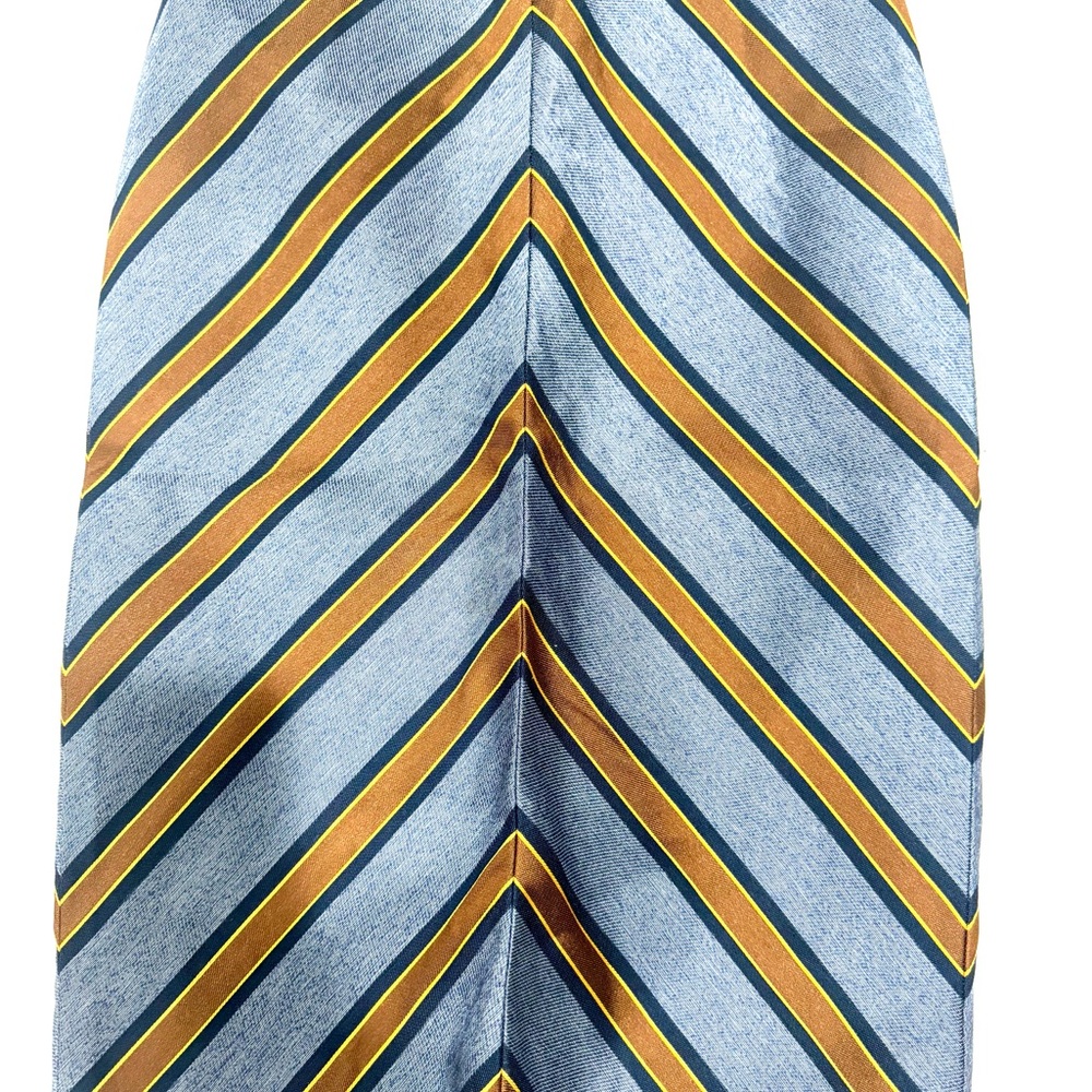 Fendi Blue and Brown Chevron Pencil Skirt Midi Size 40 S/M